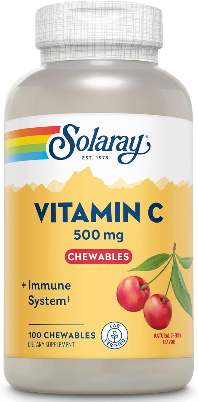 SOLARAY Chewable Vitamin C 500 mg, 60-Day Guarantee, 100 Servings, 100 Chewables