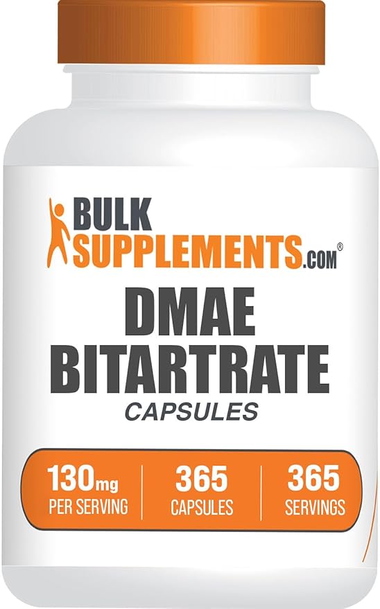 BulkSupplements.com DMAE Bitartrate Capsules - Dimethylaminoethanol, DMAE 350mg, DMAE Supplement, DMAE Capsules - for Brain Health & Focus, Gluten Free, 1 Capsule per Serving, 365 Capsules