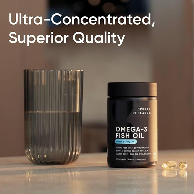 Sports Research Triple Strength Omega 3 1250mg from Omega3s EPA 30 Softgels