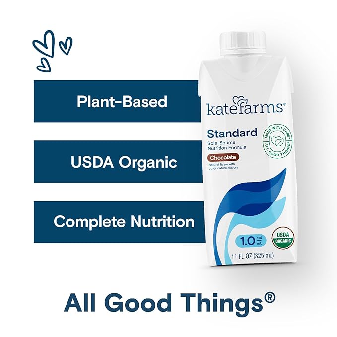 KATE FARMS Organic 1.0 Sole-Source Nutrition Shake, Chocolate, 16g Protein, 27 Vitamins and Minerals, Meal Replacement, Protein Shake, 11 oz (12 Pack)
