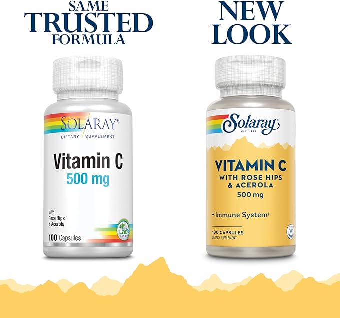 Solaray C w/Rose HIPS & Acerola, 500mg | 100ct