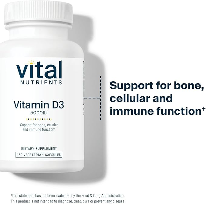 Vital Nutrients Vitamin D 5000 IU D3 Supplement 180 Capsules