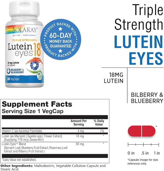SOLARAY Triple Strength Lutein Eyes, 18 mg 30 Count