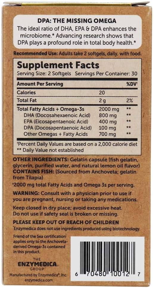 Enzymedica Aqua Biome, Omega-3, Maximum Strength, 1,000 mg, 60 Softgels