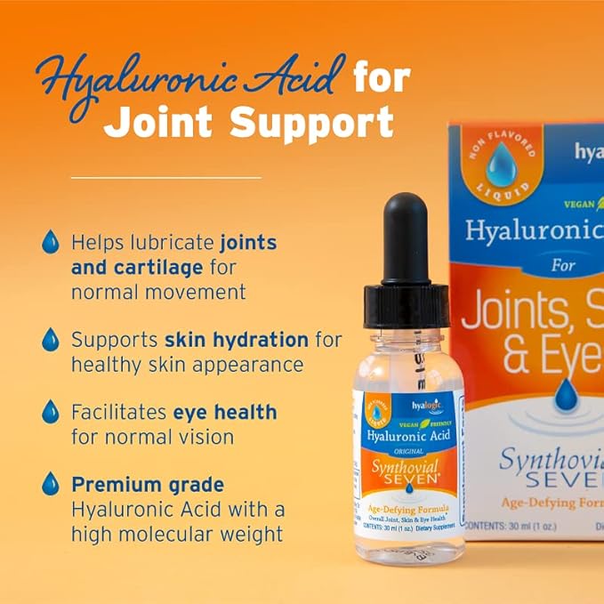Hyalogic Synthovial Seven - Oral Hyaluronic Acid Supplement 1oz - Liquid HA Supports Skin, Joint, Eye, and Lip Hydration - Vegan, Gluten Free 1 Ounce