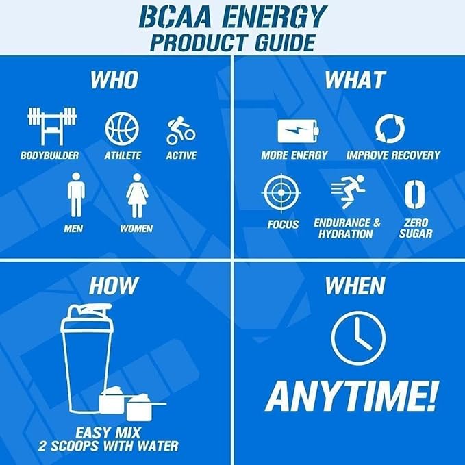 EVL BCAAs Amino Acids Powder - Rehydrating BCAA Powder Post Workout Recovery Drink with Natural Caffeine - BCAA Energy Pre Workout Powder for Muscle Recovery Lean Growth and Endurance - Green Apple