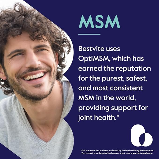 BESTVITE MSM 1000mg Made with OptiMSM (240 Capsules)