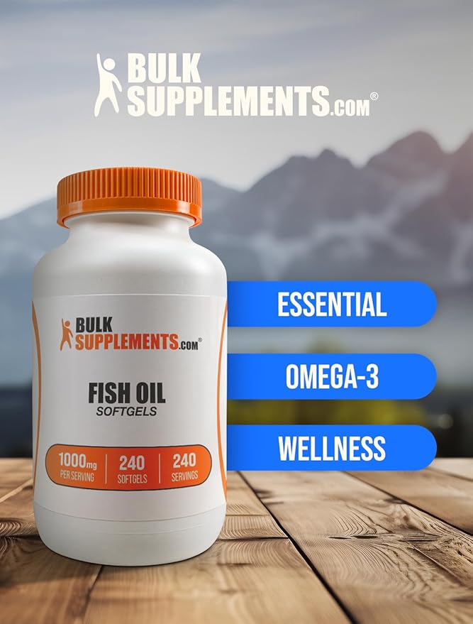BulkSupplements.com Fish Oil 1000mg Softgels 3, Fish 1 Softgel 240 Softgels 1)