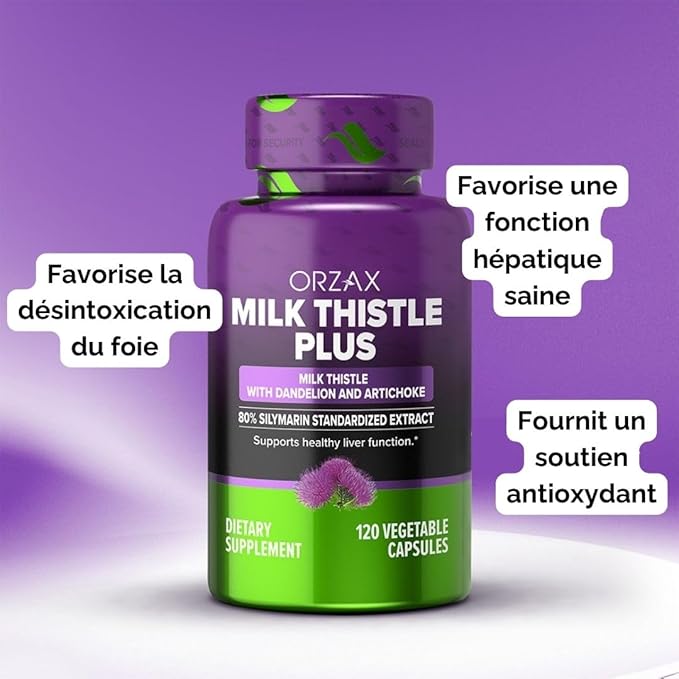 ORZAX Milk Thistle 250 mg 80% Silymarin 120 Vegetable