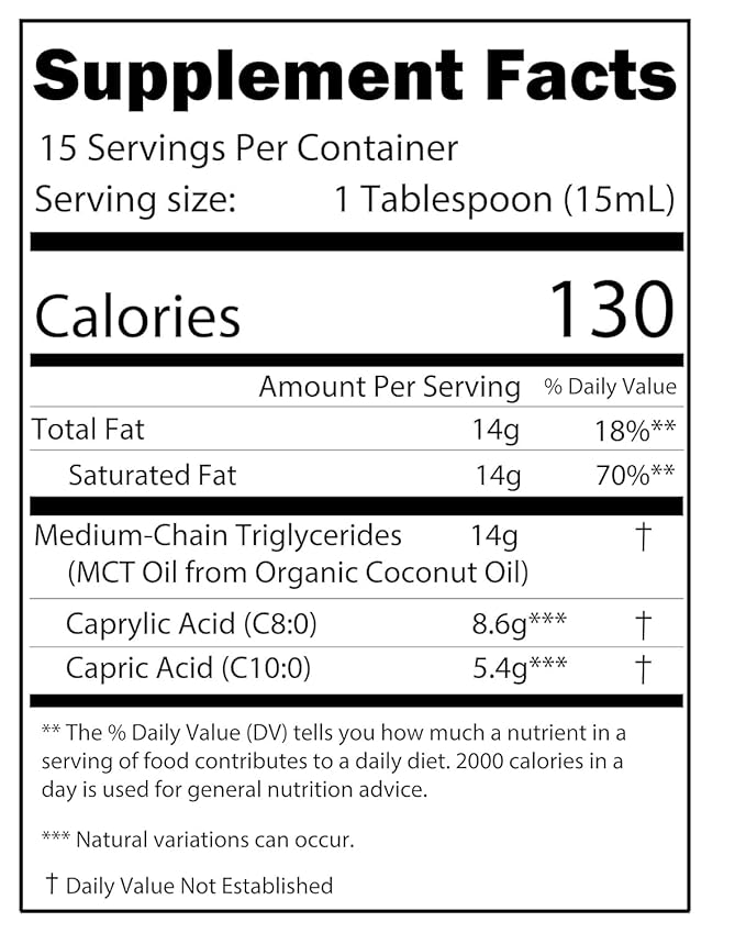 Kate Naturals MCT Oil for Coffee. Pure Coconut MCT C8 and C10 Oil (8oz, Organic, Unflavored)