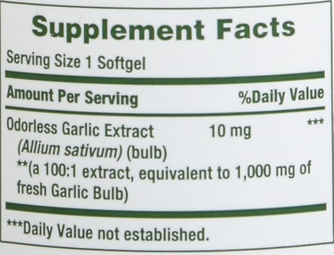 Nature's Bounty Garlic Extract 1000 mg,100 4)