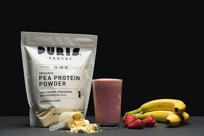 PURIS® Organic Pea Protein Powder, 100% 2 LB (2 Pound 3), Unflavored)