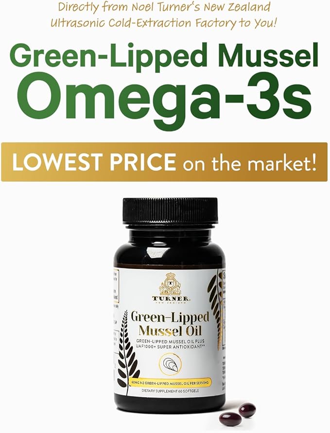 TURNER Omega-3 New Zealand Green Lipped 53x Higher UAF1000+ Super 1 Bottle, 60 Softgels
