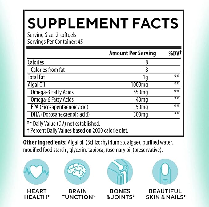 DR. MORITZ Vegan Omega 3 DHA Omega-3 Fatty 1000mg - (90 Count 1))