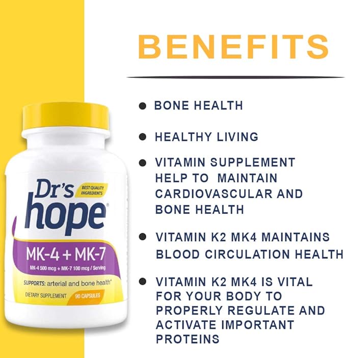 Vitamin K2-90 Capsules with 500 mcg MK4 + 100 mcg MK7 | K-2 Vitamins 1 Capsule