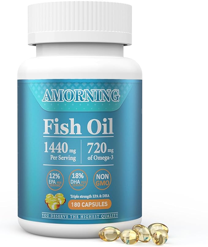 Fish-Oil Omega3-Fatty Acids-Supplement Small-Softgels 180Count 1440mg 1440mg for