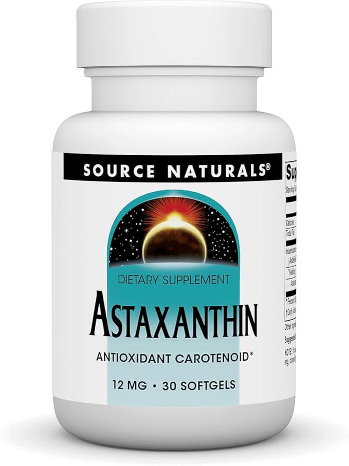 Source Naturals Astaxanthin, Antioxidant Carotenoid, 12mg 30 Softgels