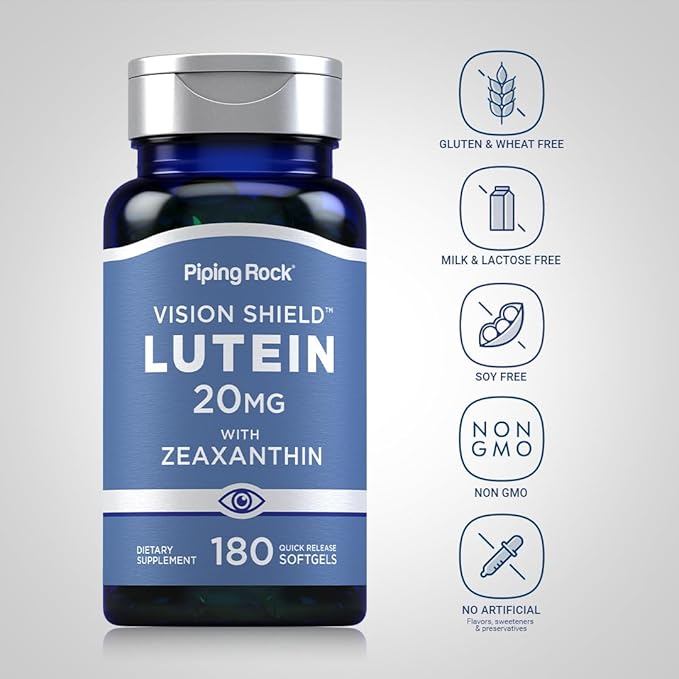 Piping Rock Lutein and Zeaxanthin Supplements 20mg | 180 softgels