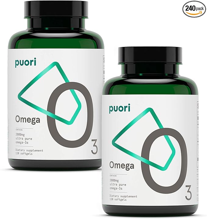 Puori Omega 3 Fish Oil 2000mg - 240 Softgels O3-2000mg EPA 1250mg DHA 500mg