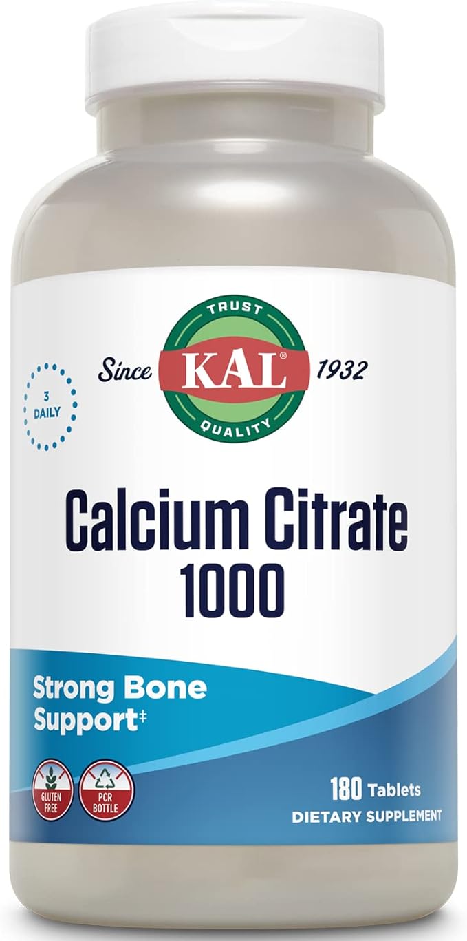 KAL Calcium Citrate 1000mg, Calcium Supplements 60 Servings, 180 Tablets