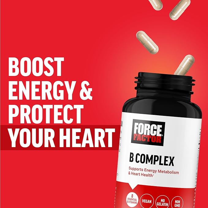 FORCE FACTOR Vitamin B Complex to B1, Vitamin B2, Vitamin B3, Vitamin B6, Vitamin B12, and 60 Vegetable