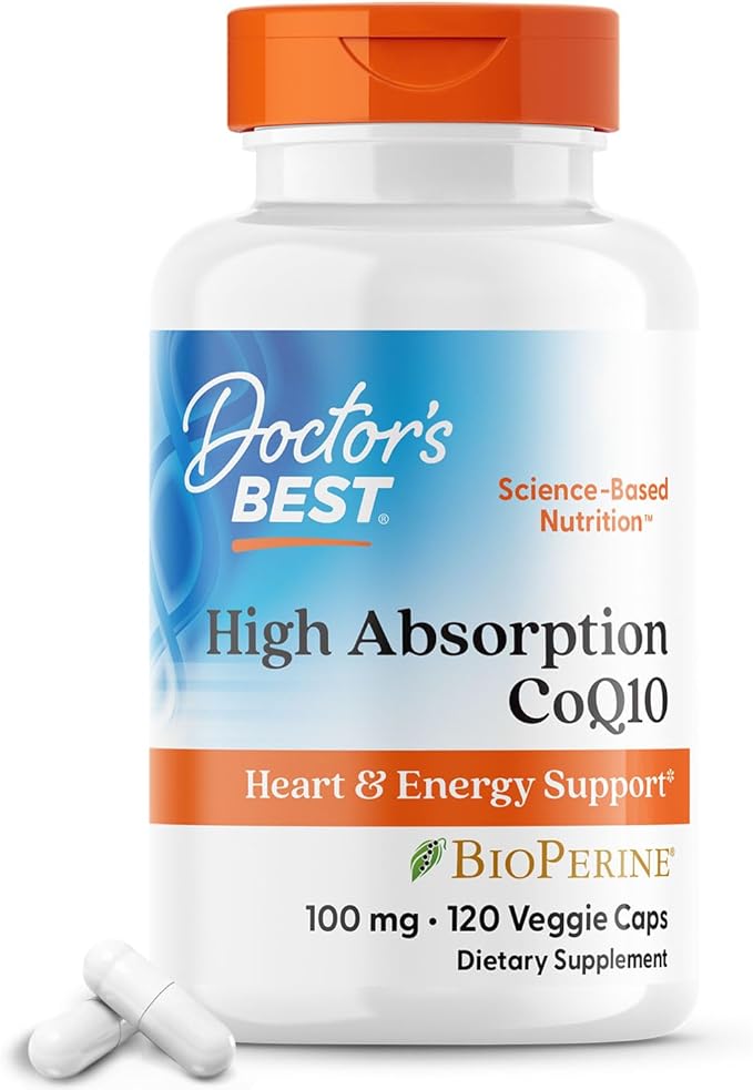 Doctor's Best High Absorption CoQ10 with Bioperine, Heart Health & Energy Production, Non-GMO, Gluten & Soy Free, Vegan, 100 Mg, 120 count