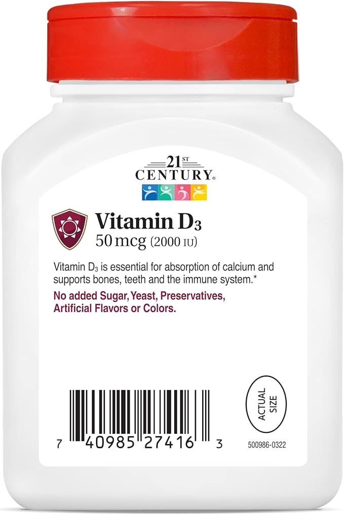 21st Century D3 2000 IU Softgels, 250 Count 2)