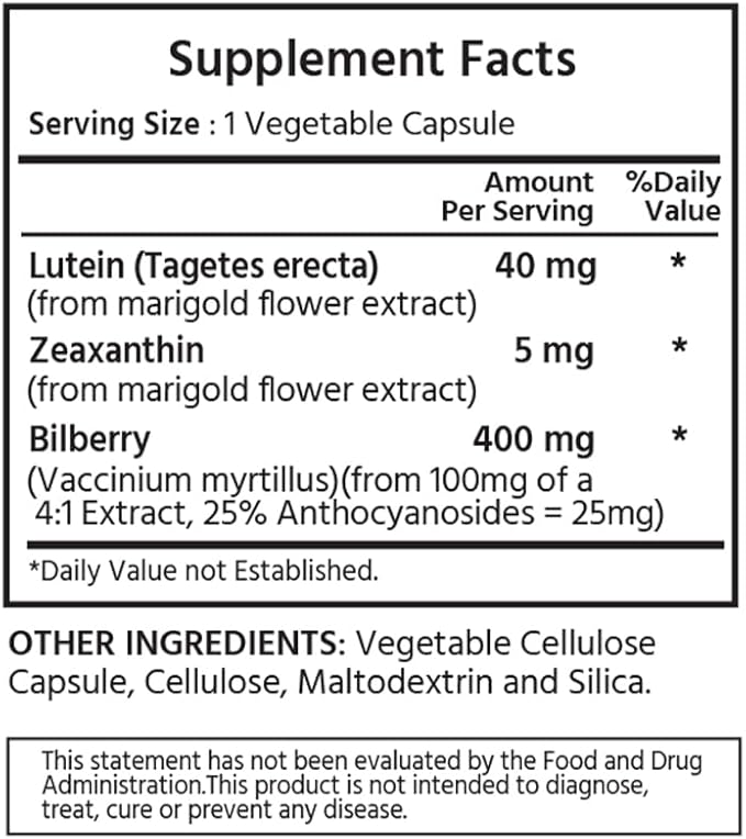 Premium Lutein & Zeaxanthin with Bilberry 60 Vegetable (2 Month