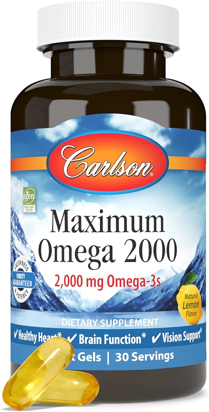 Carlson - Maximum Omega 2000, 2000 Omega-3 Fatty 60 Softgels