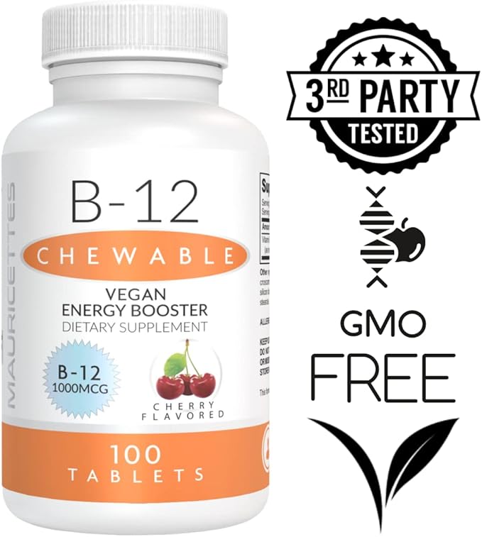 Vitamin B12 Methylcobalamin 1000 mcg Supplement 100 Chewable B-12 Tablets