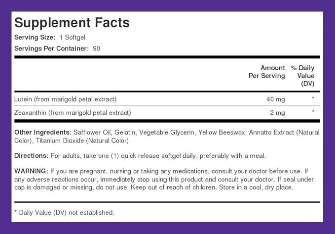Piping Rock Lutein 40mg with Zeaxanthin 90 Softgels