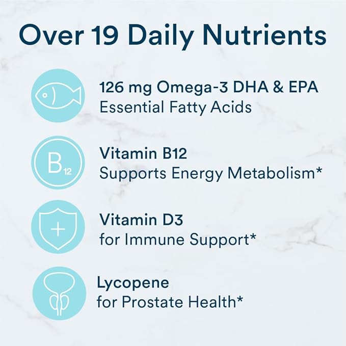 SmartyPants Multivitamin for Men, Gummies: Omega 3 Fish CoQ10, Vitamin D3, C, B12, B6, B6, Vitamin 180 Gummies (30 Day