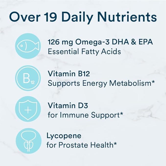 SmartyPants Multivitamin for Men, Gummies: Omega 3 Fish CoQ10, Vitamin D3, C, B12, B6, B6, Vitamin 120 Gummies (20 Day