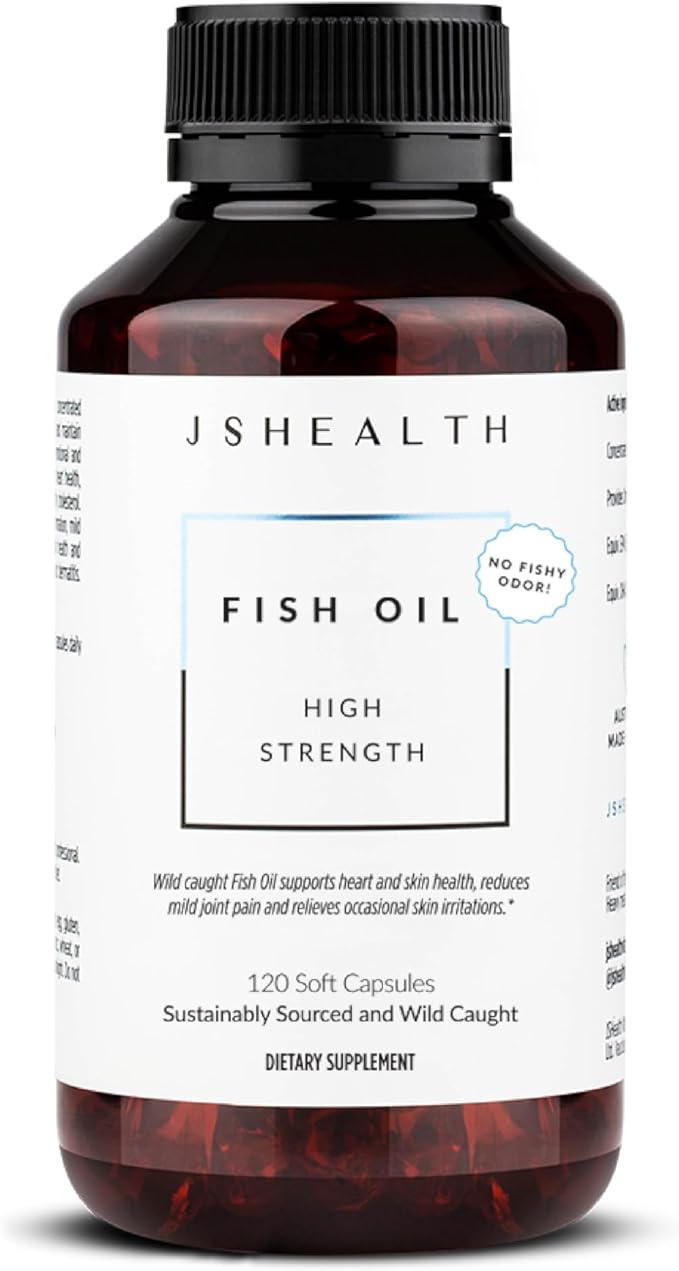 JSHealth High Strength Fish Oil Supplements 3 Fish 3 Supplement, 120 Capsules