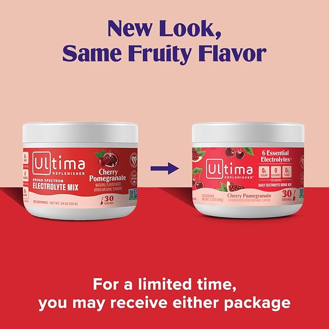 Ultima Replenisher Daily Electrolyte Powder Drink Mix – Cherry Pomegranate, 30 Servings – Hydration Powder with 6 Electrolytes and Trace Minerals – Keto Friendly, Vegan, Non-GMO and Sugar-Free