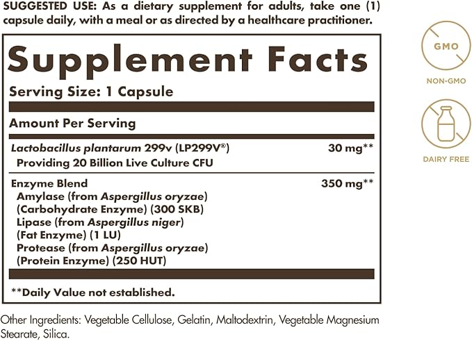 Solgar Probi Plus Enzyme Complex, 30 Capsules 20 Billion 30 Servings
