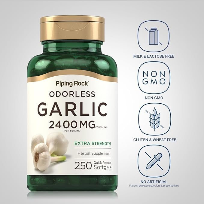 Piping Rock Odorless Garlic Softgels 2400mg 250 Pills