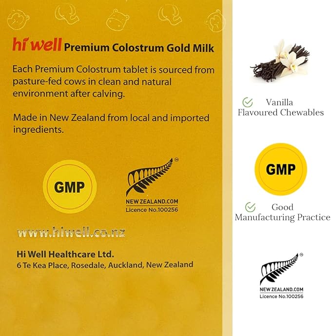 (Pack of 2) Hi Well Premium Grass-Fed Colostrum Gold Milk 200Tablets