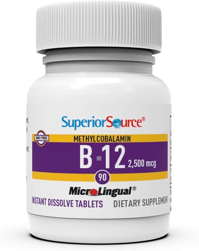 Superior Source No Shot Vitamin B12 2500 mcg, 90 Count, B12, Supports