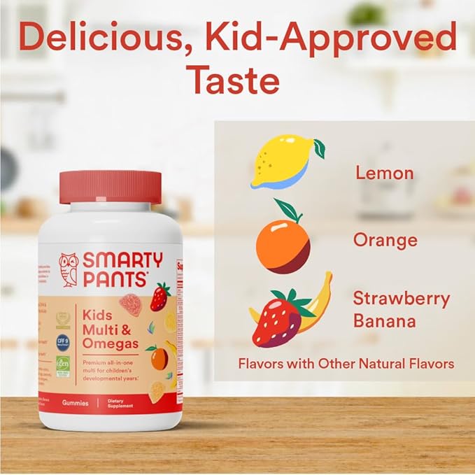 SmartyPants Kids Multivitamin Gummies: Omega 3 D3, C, B12, B6, B6, Vitamin 120 Count (30 Day