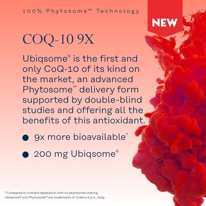 SOLARAY CoQ-10 Phytosome 9X Absorption CoQ10 200mg 200mg - 60-Day Guarantee 30 Servings, 30 VegCaps