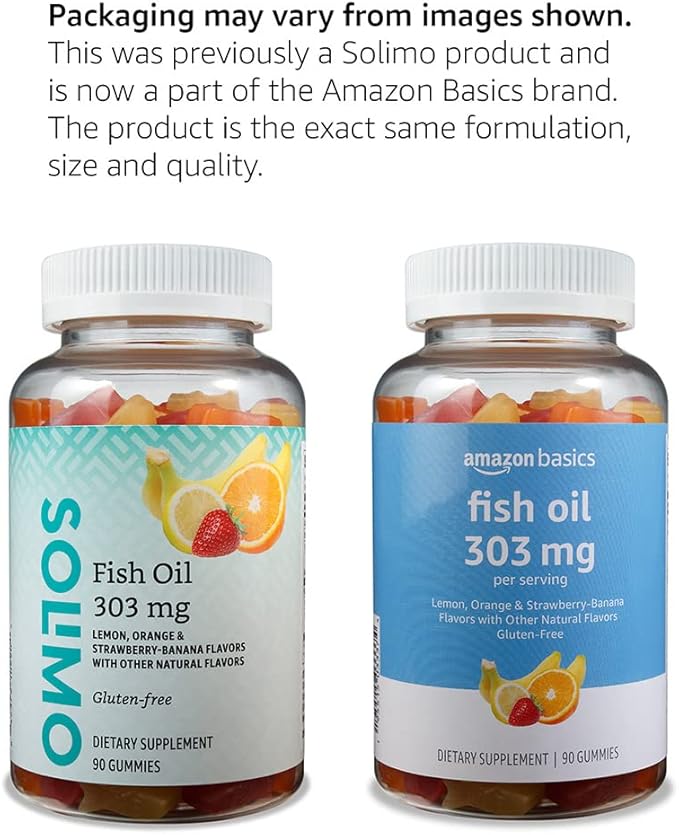 Amazon Basics Fish Oil 303 mg, 90 Gummies (2 per Omega-3 fatty