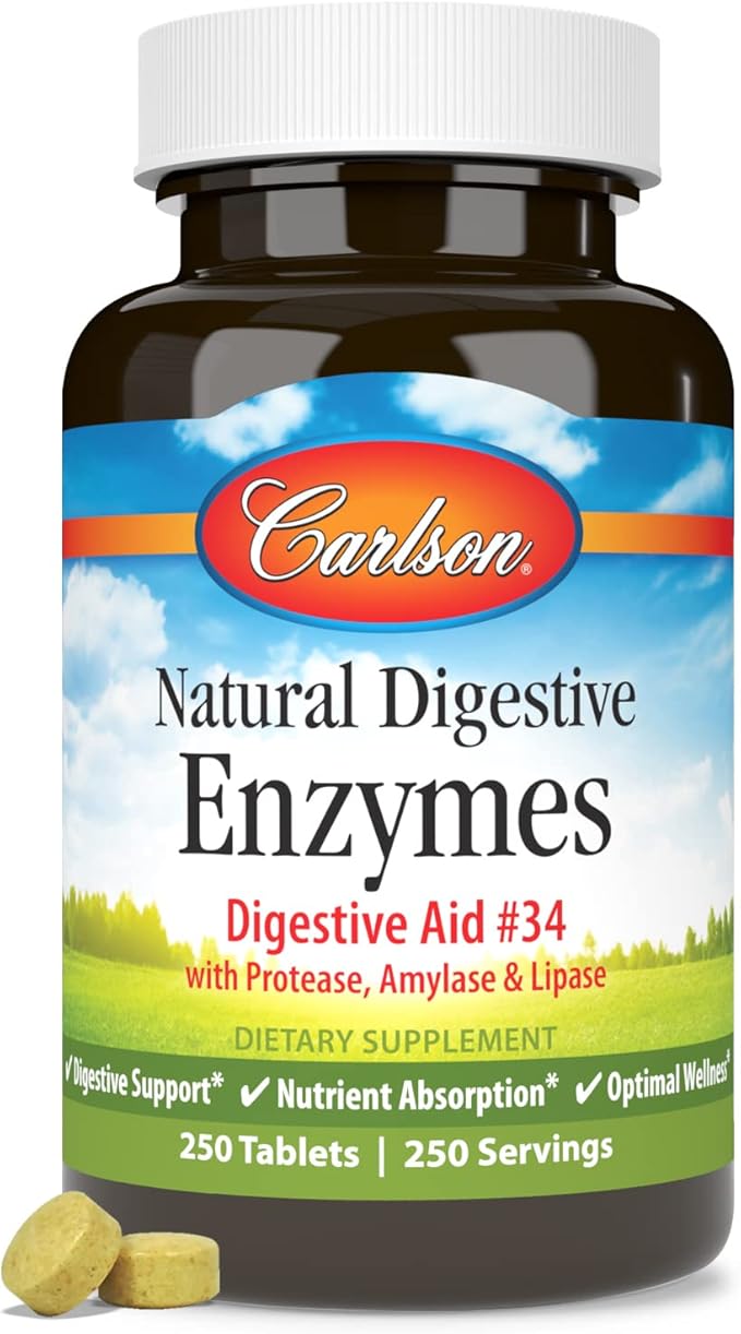 Carlson - Natural Digestive Enzymes, Digestive #34 with 250 Tablets