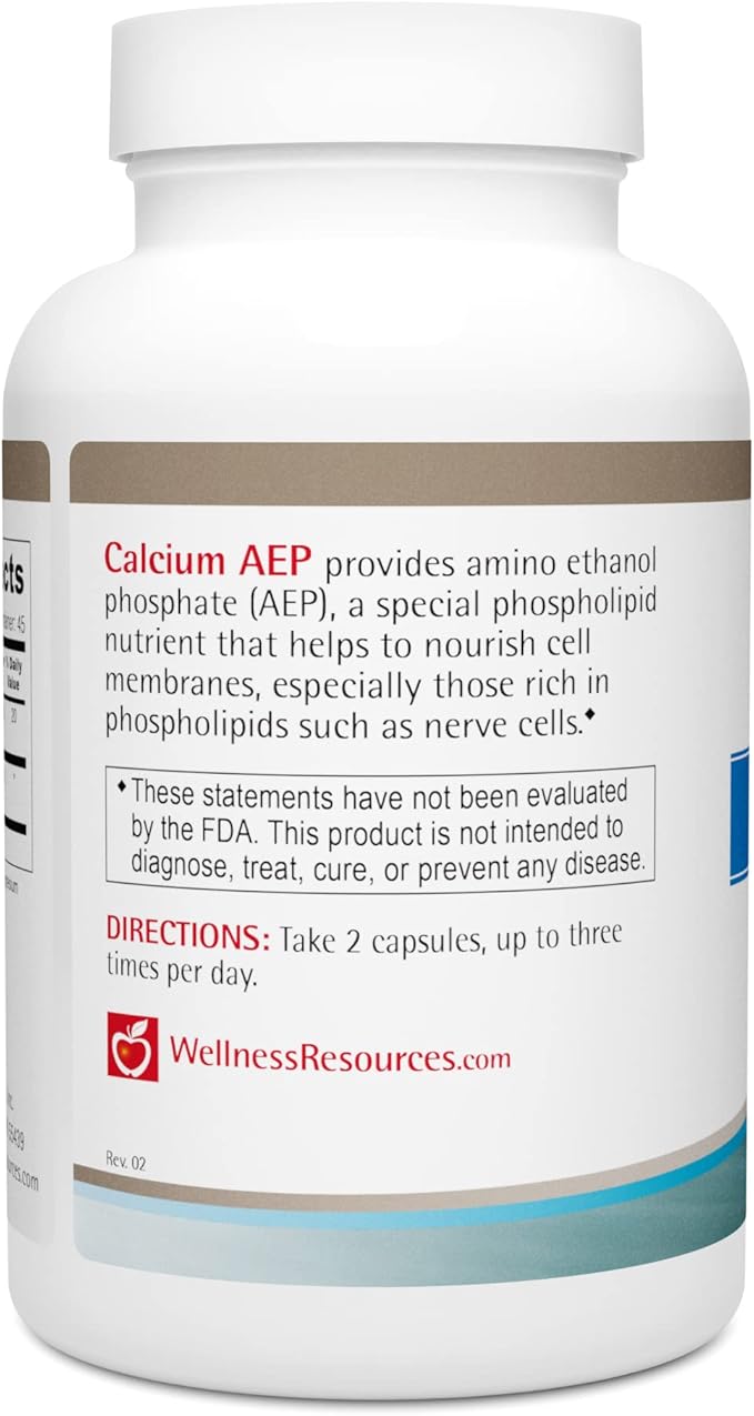 Wellness Resources Calcium AEP - Nerve Support Supplement for Cellular Protection, Longevity, Cell Membrane Health & Myelin Sheath Support - 925mg Ca-2-AEP Per Capsule (90 Capsules)