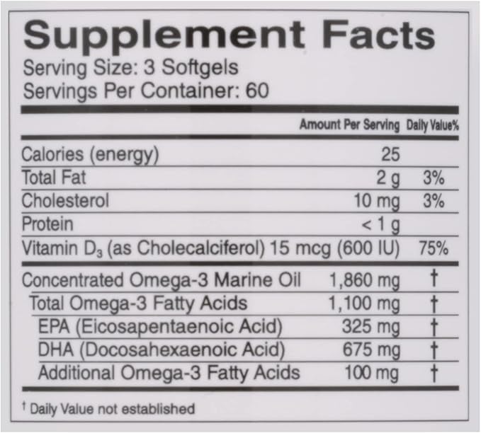 Omega 3 Lemon Minis + Vitamin D3, 1,100 1,100 mg Omega-3 in 600 IU D3, Easy-to-Swallow, Omega-3 Supplement 180 count