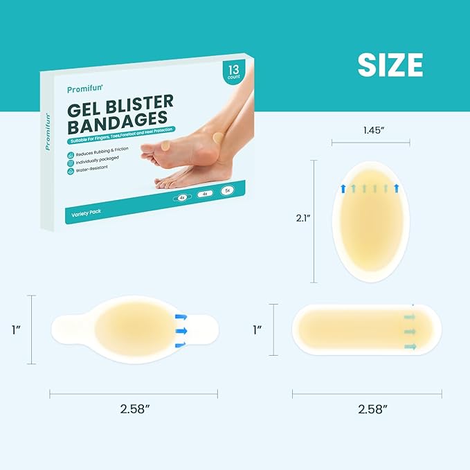 Hydrocolloid Gel Blister Bandages Pads (13ct, Variety