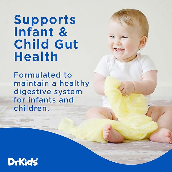 Dr. Kids Probiotic Vitamin D Drops - Supports Infant & Child Gut Health, Helps Reduce Gas, Colic & Fussiness, Baby Probiotic Drops with Vitamin D3, Pediatrician Recommended, Unflavored, 15ml (1 Pack)