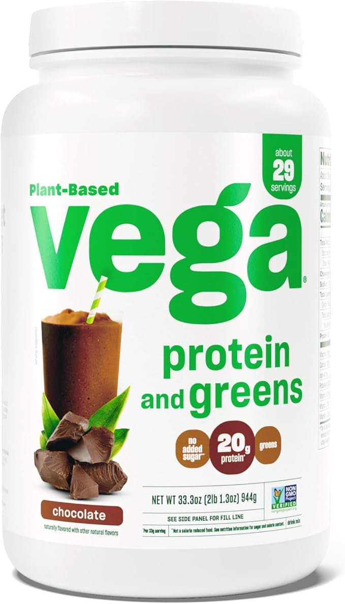 Vega Protein and Greens Protein Powder, Chocolate 20g Plant 2.1bs