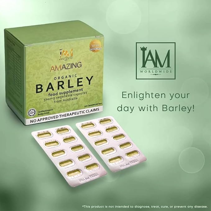 IAM WORLDWIDE Amazing Organic Barley Capsule from Australia 100 Capsules x 500 mg