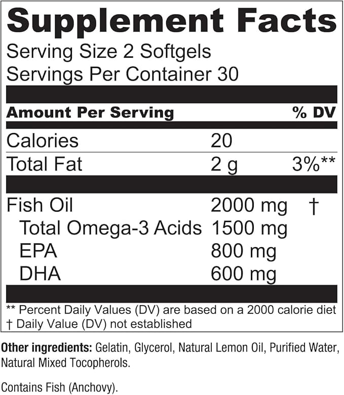 Essential Elements Omega-3 Fish Oil Supplement Omega-3 Fish 120 Softgels (2-Pack)